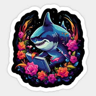 Shark Reads Book Sticker